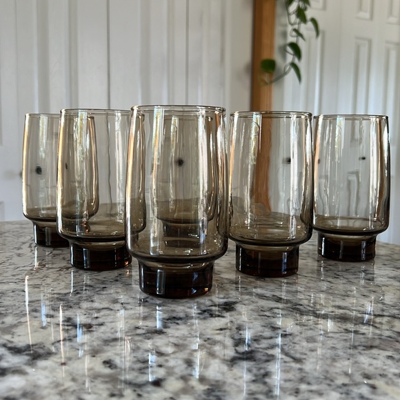 Set of 6 Vintage 1970s Libbey Tawny Stacking Tumbler Glasses - Picture 4 of 8
